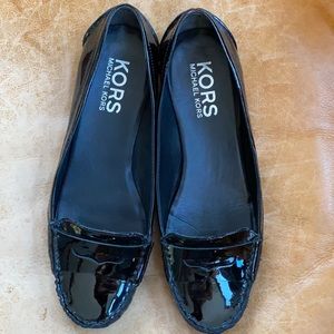 Michael Kors Black Patent Leather Penny Loafers, Size 7.5M - All Leather